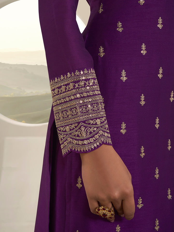 Purple Designer Top Adorned with Exquisite Embroidered Palazzo Suit Set Product vendor
