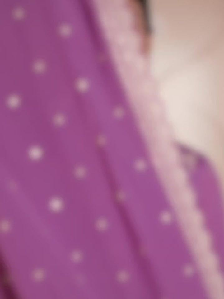Twilight lavender Floral Pattern, Thread & Sequins Embroidered Sharara Suit Set